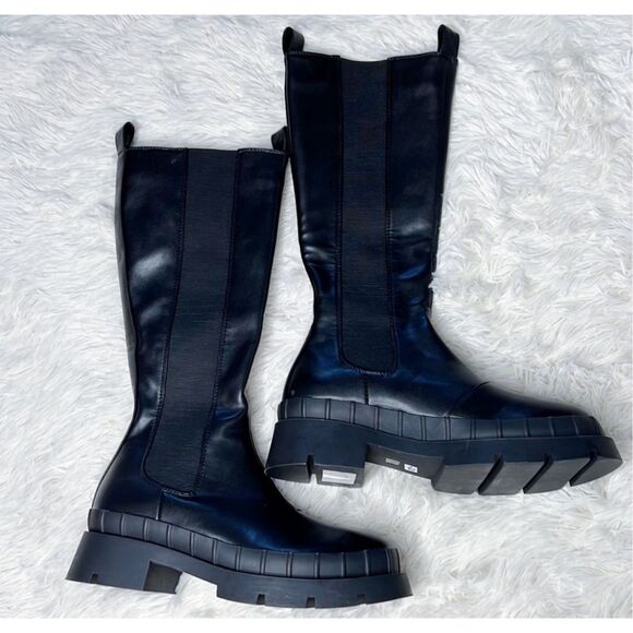 Princess Polly Douglas Platform Boots Black Chelsea New Size 7 - Picture 3 of 9